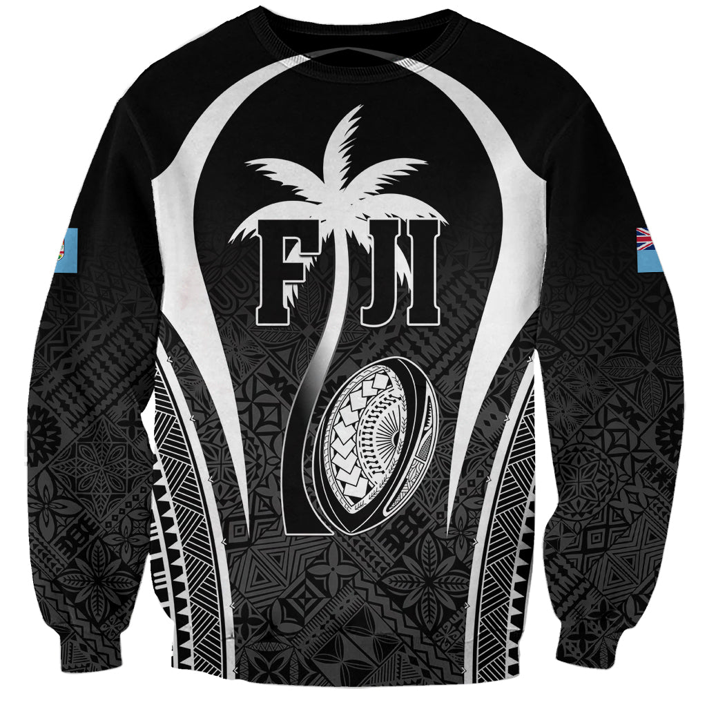 Custom Fiji Rugby Sweatshirt Fijian Warrior Black LT05 Unisex Black - Polynesian Pride