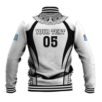 Custom Fiji Rugby Baseball Jacket Fijian Warrior White