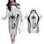 Custom Fiji Rugby Couples Matching Off The Shoulder Long Sleeve Dress and Hawaiian Shirt Fijian Warrior White