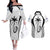 Custom Fiji Rugby Couples Matching Off The Shoulder Long Sleeve Dress and Hawaiian Shirt Fijian Warrior White