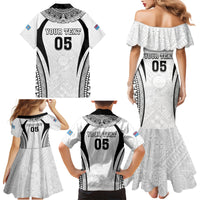 Custom Fiji Rugby Family Matching Mermaid Dress and Hawaiian Shirt Fijian Warrior White