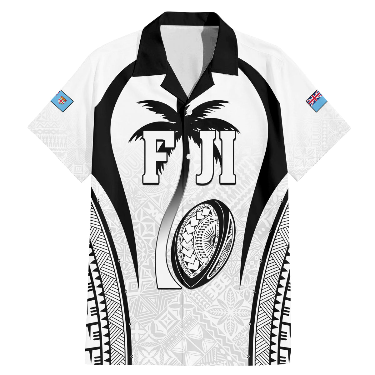 Custom Fiji Rugby Family Matching Mermaid Dress and Hawaiian Shirt Fijian Warrior White