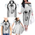 Custom Fiji Rugby Family Matching Off The Shoulder Long Sleeve Dress and Hawaiian Shirt Fijian Warrior White