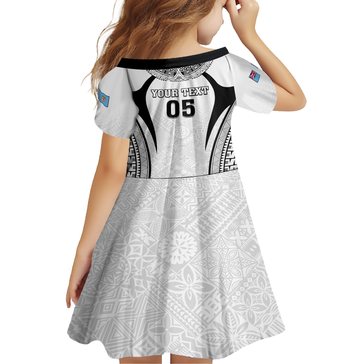 Custom Fiji Rugby Family Matching Short Sleeve Bodycon Dress and Hawaiian Shirt Fijian Warrior White LT05 - Polynesian Pride
