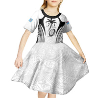 Custom Fiji Rugby Kid Short Sleeve Dress Fijian Warrior White LT05 - Polynesian Pride