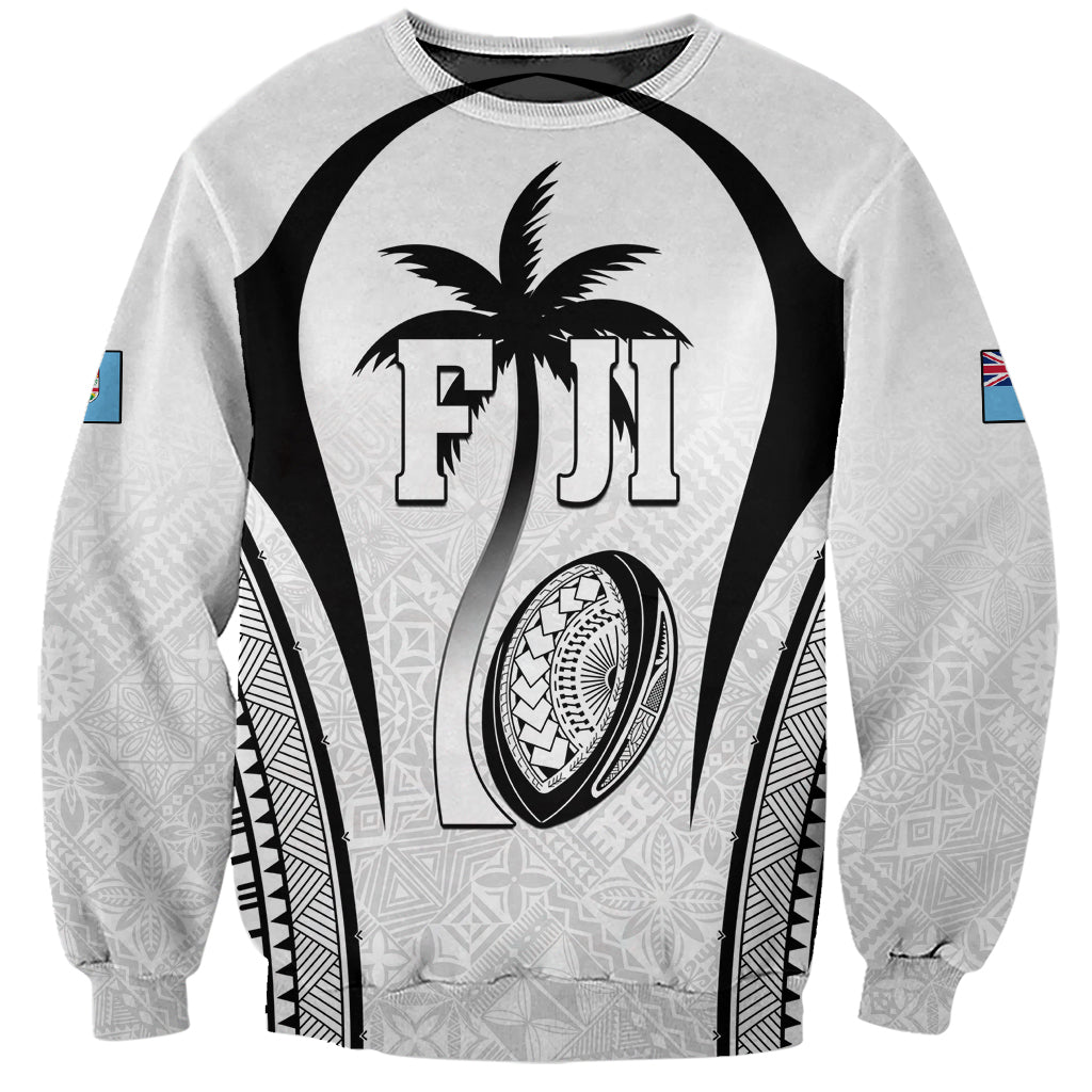 Custom Fiji Rugby Sweatshirt Fijian Warrior White LT05 Unisex White - Polynesian Pride