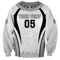 Custom Fiji Rugby Sweatshirt Fijian Warrior White LT05 - Polynesian Pride