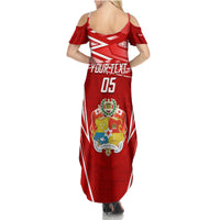 Custom Tonga Rugby Family Matching Summer Maxi Dress and Hawaiian Shirt Kupesi Ngatu Pattern