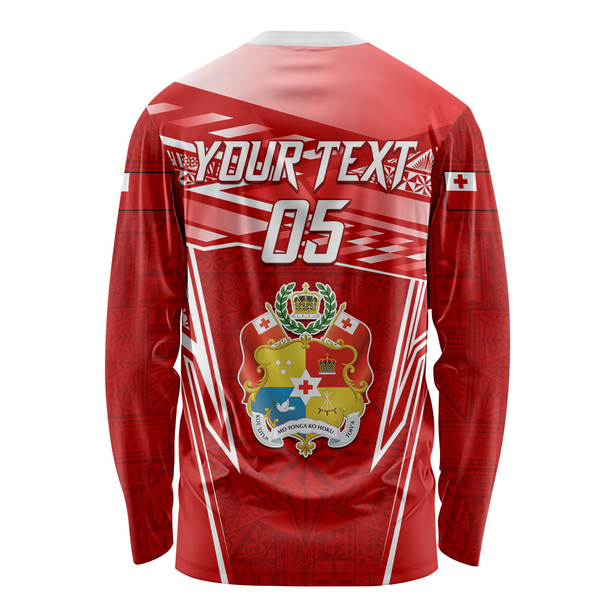 Custom Tonga Rugby Long Sleeve Shirt Kupesi Ngatu Pattern LT05 - Polynesian Pride