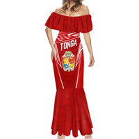 Custom Tonga Rugby Mermaid Dress Kupesi Ngatu Pattern