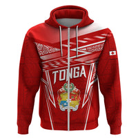 Custom Tonga Rugby Zip Hoodie Kupesi Ngatu Pattern LT05 Zip Hoodie Red - Polynesian Pride