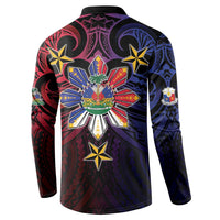 Haiti Philippines Button Sweatshirt Haitian Coat Of Arms With Filipino Sun LT05 - Polynesian Pride