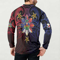 Haiti Philippines Button Sweatshirt Haitian Coat Of Arms With Filipino Sun LT05 - Polynesian Pride