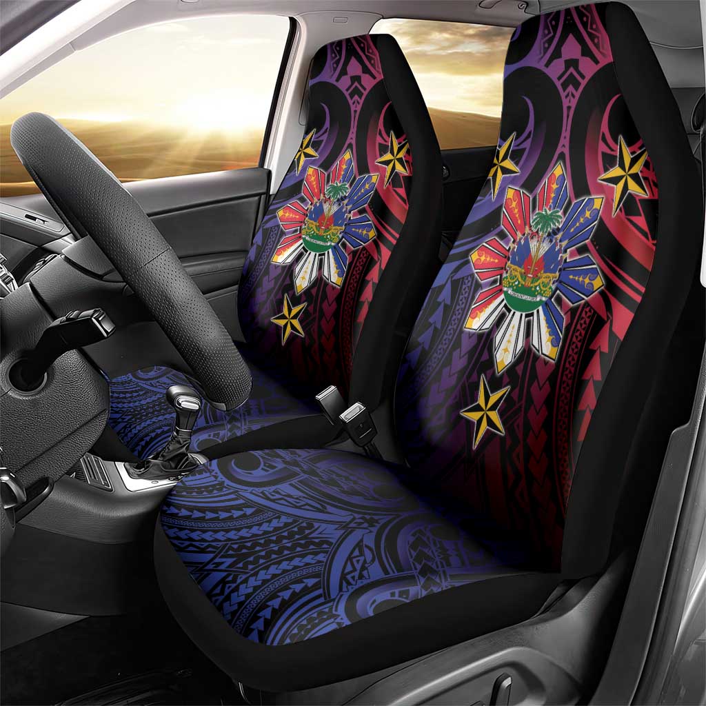 Haiti Philippines Car Seat Cover Haitian Coat Of Arms With Filipino Sun