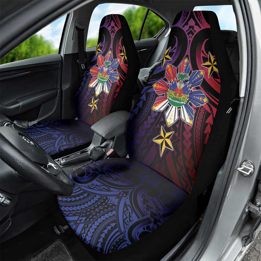 Haiti Philippines Car Seat Cover Haitian Coat Of Arms With Filipino Sun