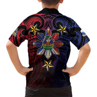 Haiti Philippines Family Matching Off Shoulder Short Dress and Hawaiian Shirt Haitian Coat Of Arms With Filipino Sun LT05 - Polynesian Pride