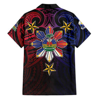 Haiti Philippines Family Matching Off Shoulder Short Dress and Hawaiian Shirt Haitian Coat Of Arms With Filipino Sun LT05 - Polynesian Pride