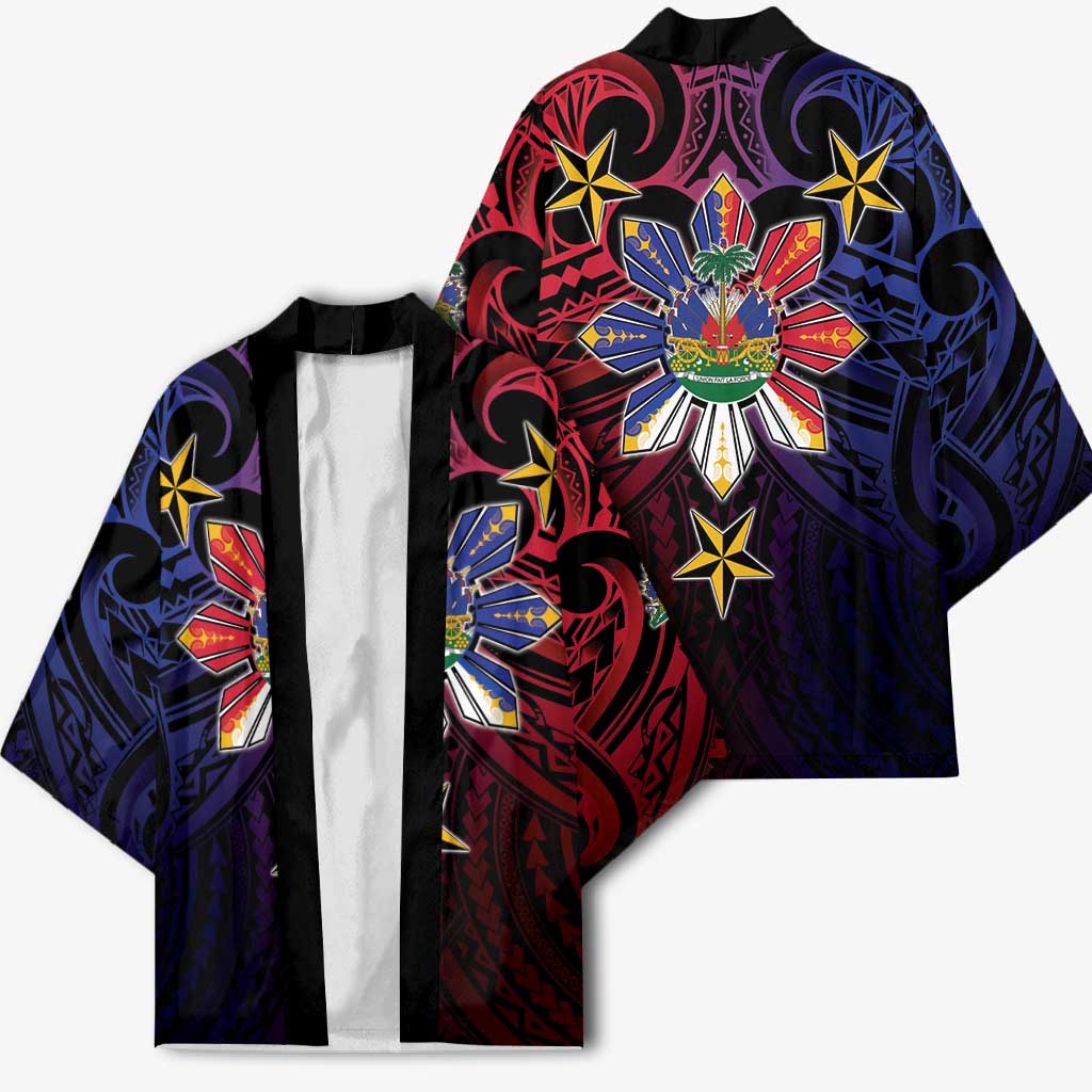 Haiti Philippines Kimono Haitian Coat Of Arms With Filipino Sun LT05 - Polynesian Pride