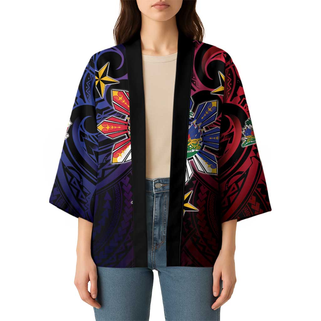Haiti Philippines Kimono Haitian Coat Of Arms With Filipino Sun LT05 - Polynesian Pride