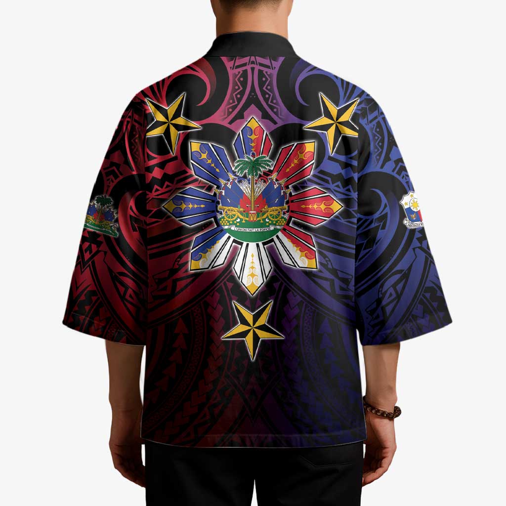 Haiti Philippines Kimono Haitian Coat Of Arms With Filipino Sun LT05 - Polynesian Pride