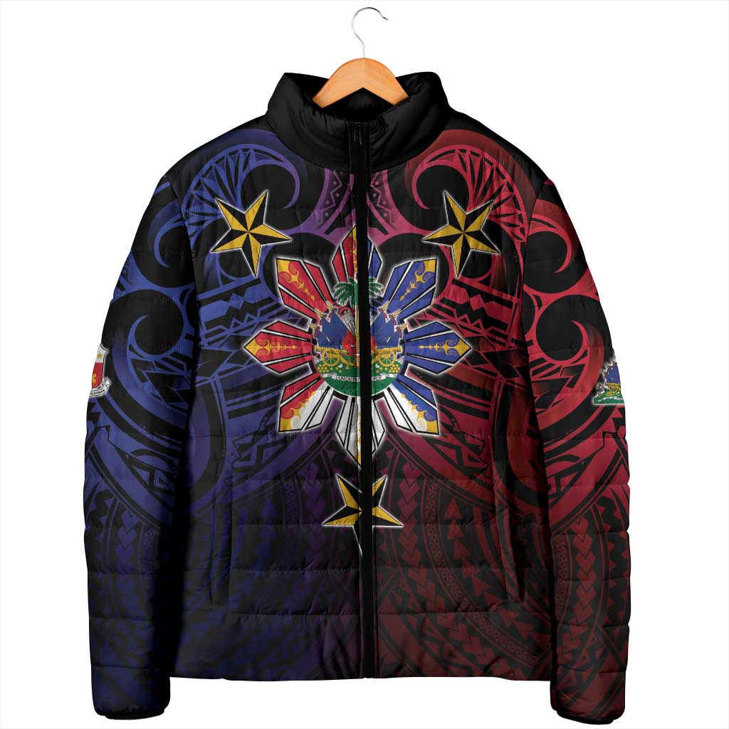 Haiti Philippines Padded Jacket Haitian Coat Of Arms With Filipino Sun LT05 - Polynesian Pride