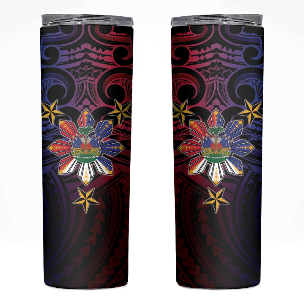 Haiti Philippines Skinny Tumbler Haitian Coat Of Arms With Filipino Sun