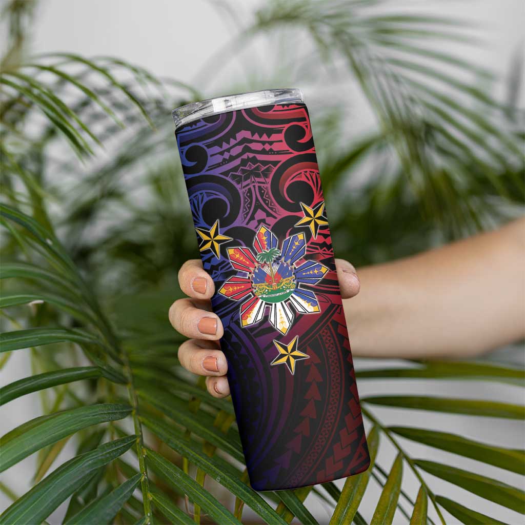 Haiti Philippines Skinny Tumbler Haitian Coat Of Arms With Filipino Sun