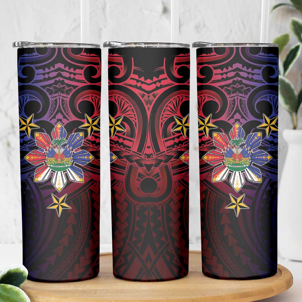 Haiti Philippines Skinny Tumbler Haitian Coat Of Arms With Filipino Sun
