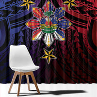 Haiti Philippines Window Curtain Haitian Coat Of Arms With Filipino Sun LT05 - Polynesian Pride