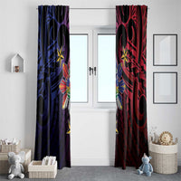 Haiti Philippines Window Curtain Haitian Coat Of Arms With Filipino Sun LT05 - Polynesian Pride