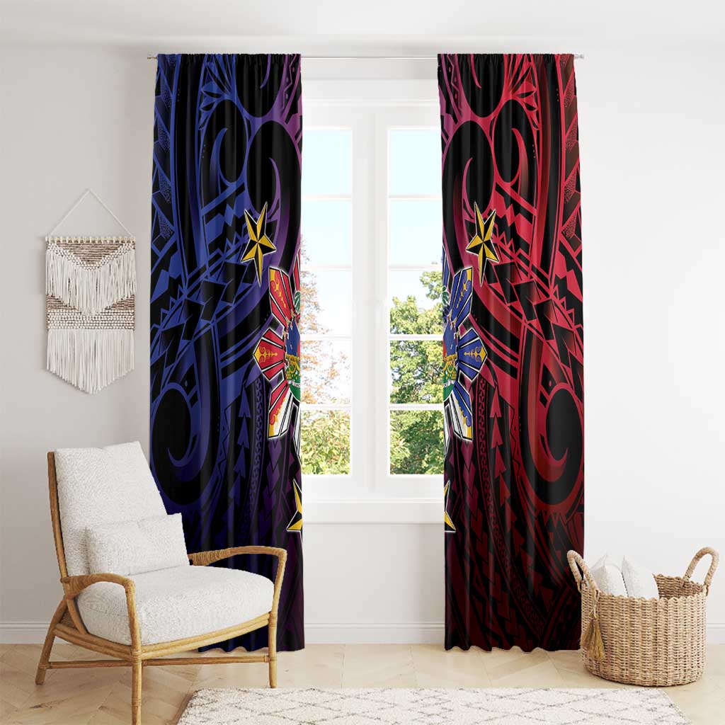 Haiti Philippines Window Curtain Haitian Coat Of Arms With Filipino Sun LT05 - Polynesian Pride