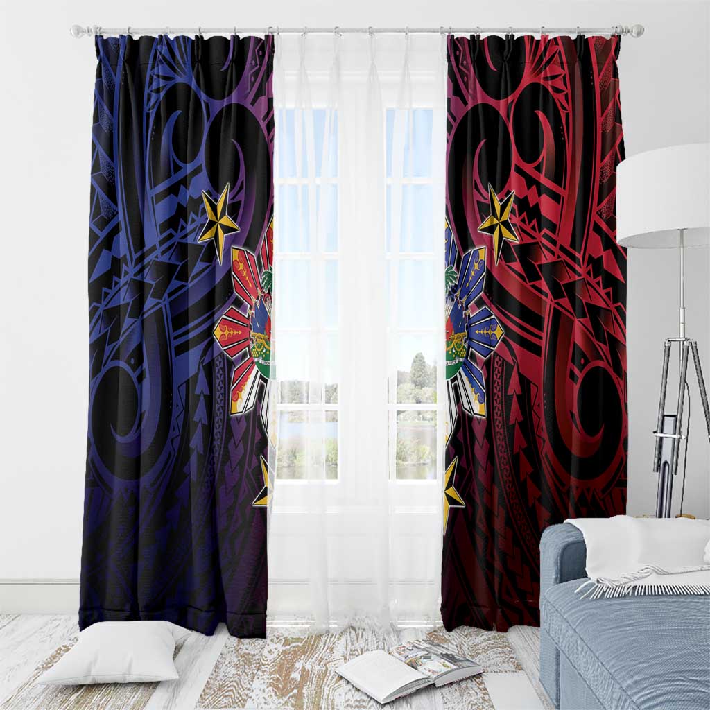 Haiti Philippines Window Curtain Haitian Coat Of Arms With Filipino Sun LT05 - Polynesian Pride