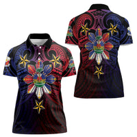Haiti Philippines Women Polo Shirt Haitian Coat Of Arms With Filipino Sun