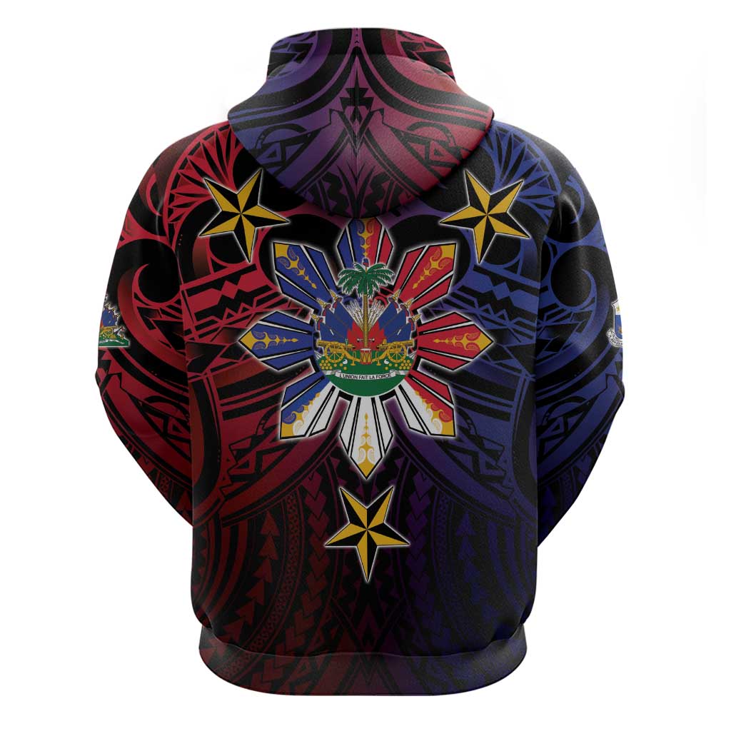 Haiti Philippines Zip Hoodie Haitian Coat Of Arms With Filipino Sun