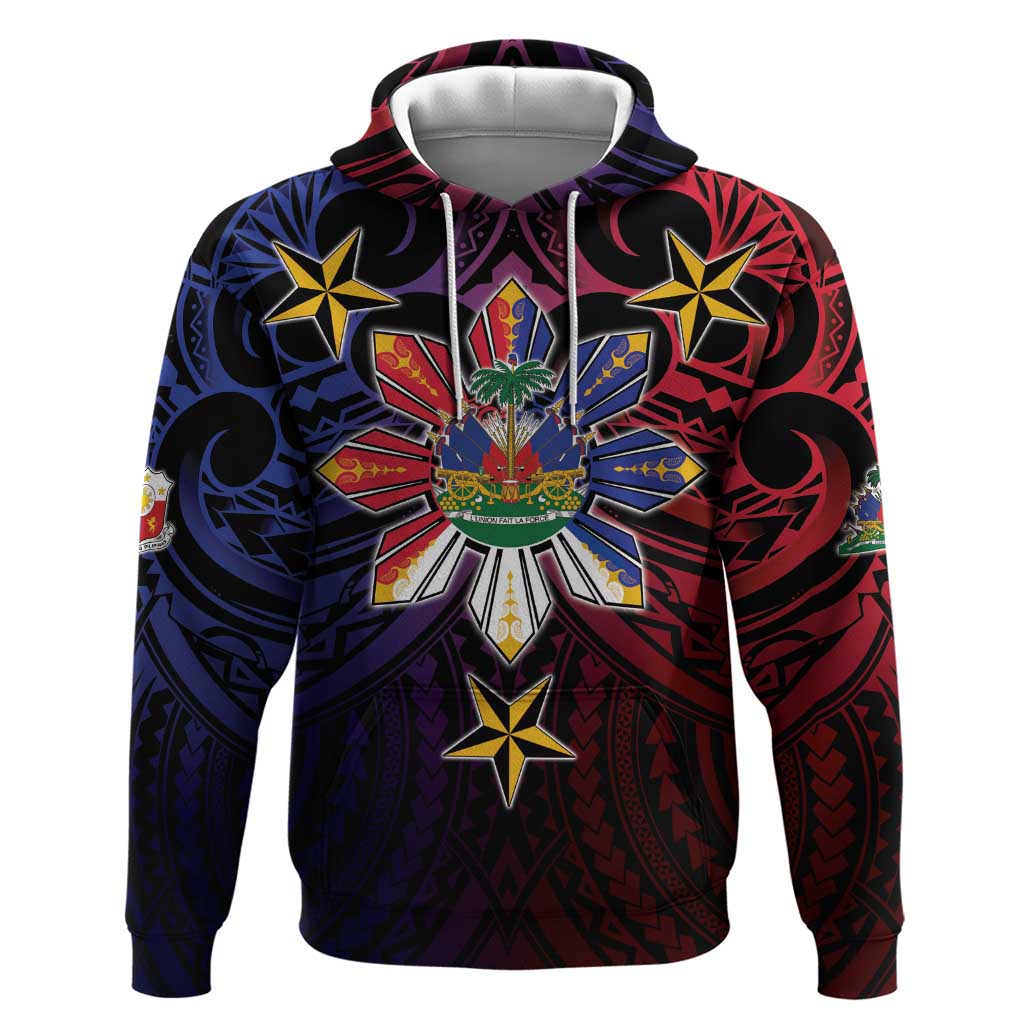 Haiti Philippines Zip Hoodie Haitian Coat Of Arms With Filipino Sun