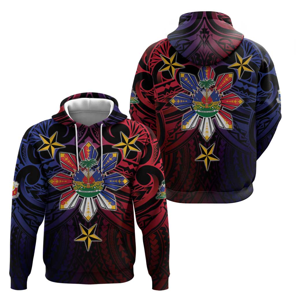 Haiti Philippines Zip Hoodie Haitian Coat Of Arms With Filipino Sun