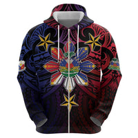 Haiti Philippines Zip Hoodie Haitian Coat Of Arms With Filipino Sun