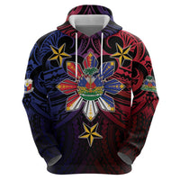 Haiti Philippines Zip Hoodie Haitian Coat Of Arms With Filipino Sun