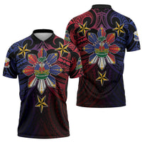 Haiti Philippines Zipper Polo Shirt Haitian Coat Of Arms With Filipino Sun