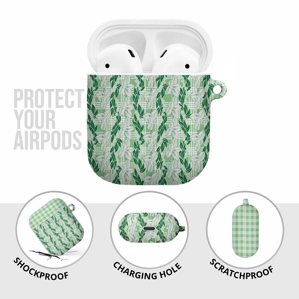 Hawaii Ti Leaf Maile Tuberose Lei AirPods Case With Hanalei Leaf Green LT05 - Polynesian Pride