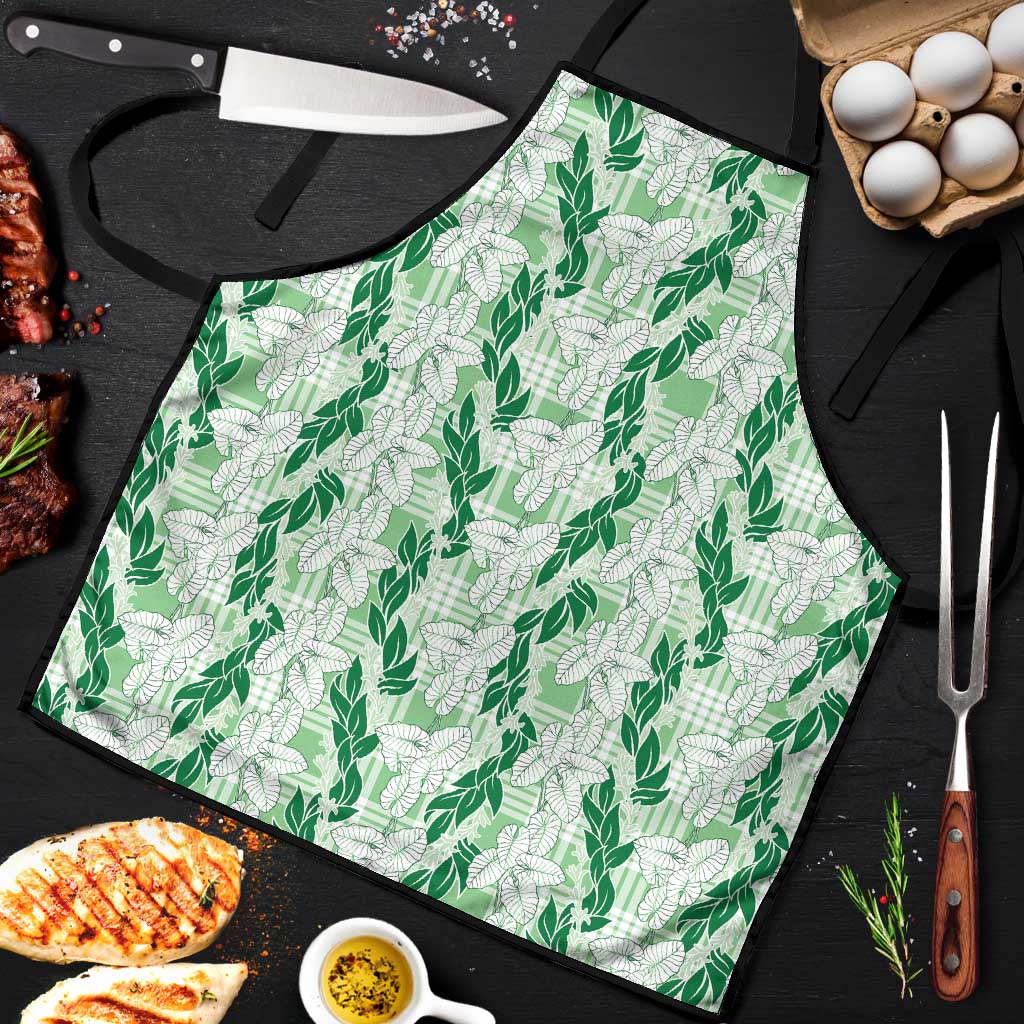 Hawaii Ti Leaf Maile Tuberose Lei Apron With Hanalei Leaf Green LT05 Green - Polynesian Pride