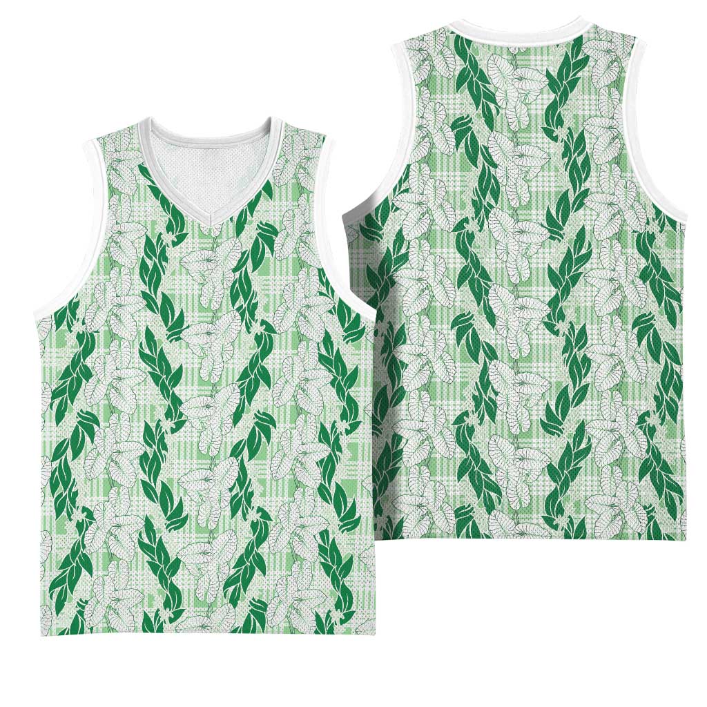 Hawaii Ti Leaf Maile Tuberose Lei Basketball Jersey With Hanalei Leaf Green LT05 - Polynesian Pride