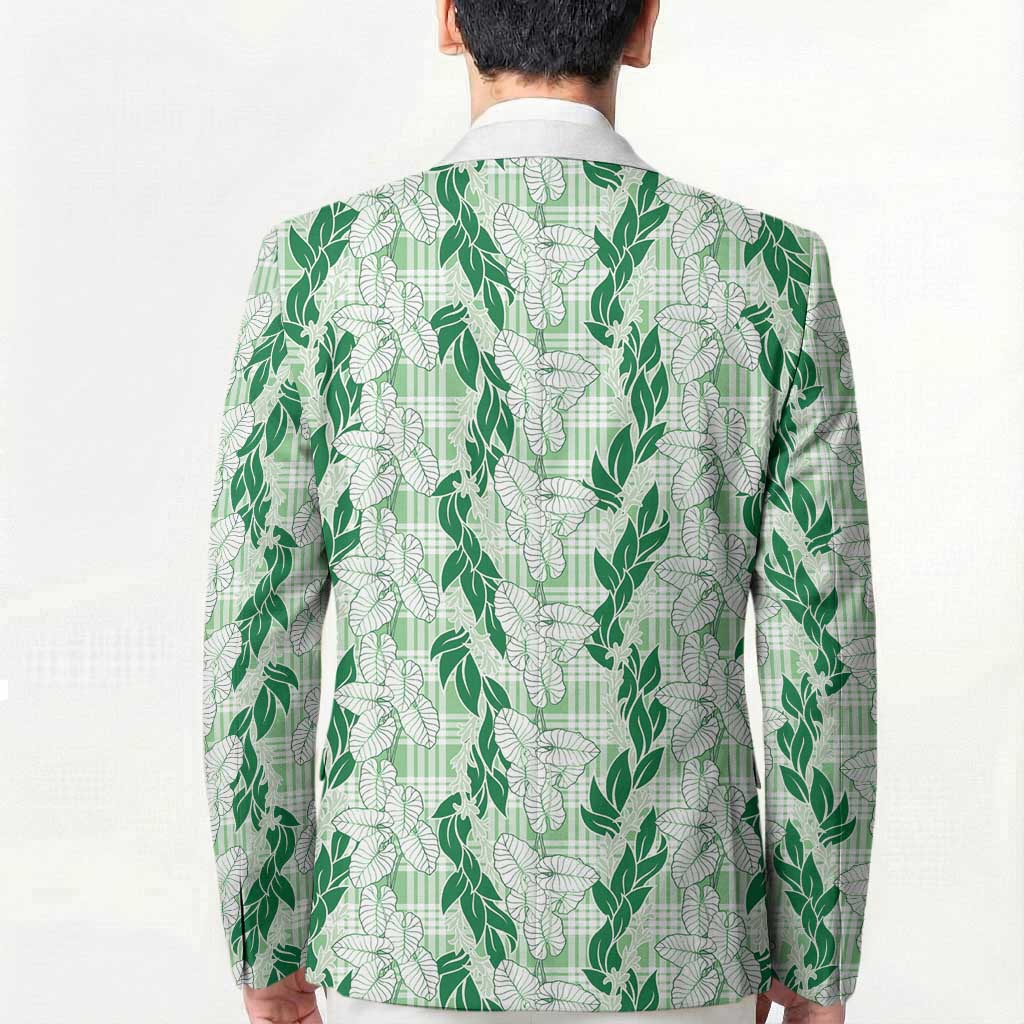 Hawaii Ti Leaf Maile Tuberose Lei Blazer With Hanalei Leaf Green LT05 - Polynesian Pride