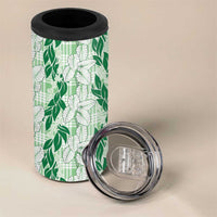 Hawaii Ti Leaf Maile Tuberose Lei 4 in 1 Can Cooler Tumbler With Hanalei Leaf Green LT05 - Polynesian Pride