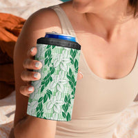 Hawaii Ti Leaf Maile Tuberose Lei 4 in 1 Can Cooler Tumbler With Hanalei Leaf Green LT05 - Polynesian Pride