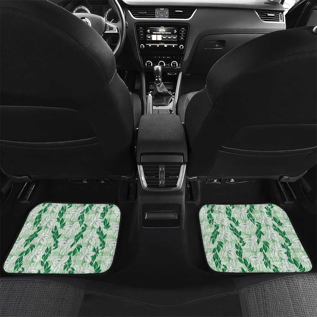 Hawaii Ti Leaf Maile Tuberose Lei Car Mats With Hanalei Leaf Green