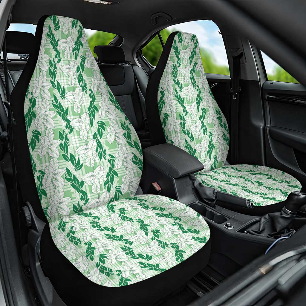 Hawaii Ti Leaf Maile Tuberose Lei Car Seat Cover With Hanalei Leaf Green LT05 One Size Green - Polynesian Pride