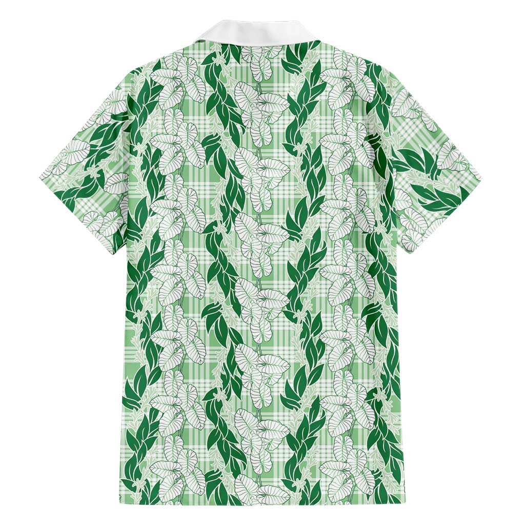 Hawaii Ti Leaf Maile Tuberose Lei Family Matching Long Sleeve Bodycon Dress and Hawaiian Shirt With Hanalei Leaf Green LT05 - Polynesian Pride