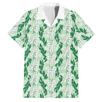 Hawaii Ti Leaf Maile Tuberose Lei Family Matching Summer Maxi Dress and Hawaiian Shirt With Hanalei Leaf Green LT05 Dad's Shirt - Short Sleeve Green - Polynesian Pride