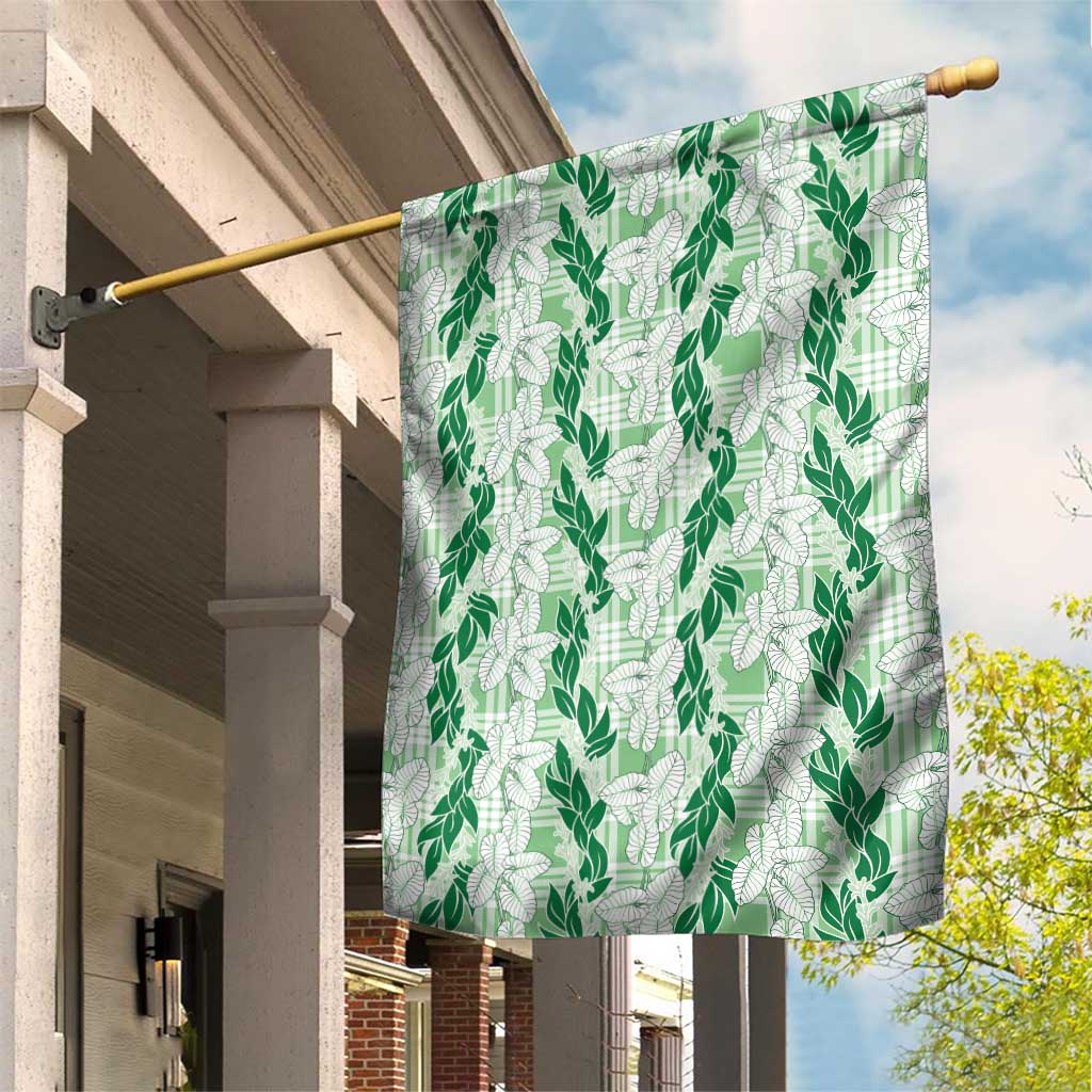 Hawaii Ti Leaf Maile Tuberose Lei Garden Flag With Hanalei Leaf Green LT05 House Flag Green - Polynesian Pride